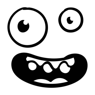 Komik duygu. Çizgi film yüz ifadesi. Çizgi çalışması. Beyaz arkaplanda izole edilmiş elle çizilmiş vektör illüstrasyonu.