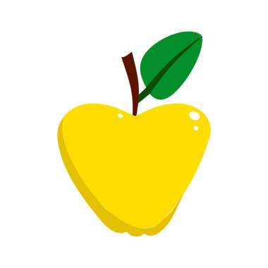 Beyaz arkaplanda izole edilmiş sarı elma meyve vektörü çizimi