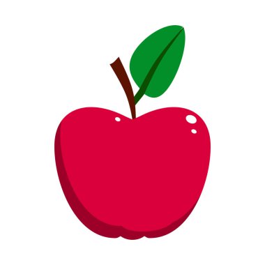 Kırmızı elma meyve vektörü çizimi beyaz arkaplanda izole edildi