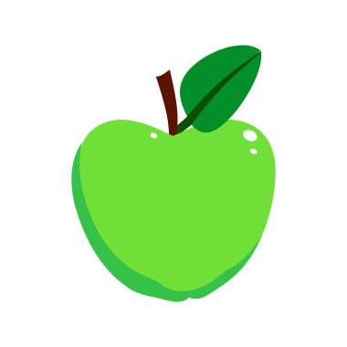 Beyaz arkaplanda izole edilmiş yeşil elma meyve vektörü çizimi
