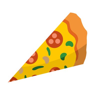 Cartoon slice of pizza flat illustration isolated on white background. Vector EPS 10