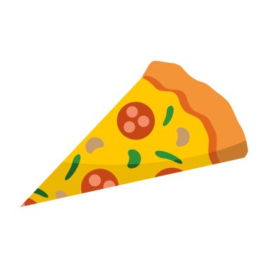 Cartoon slice of pizza flat illustration isolated on white background. Vector EPS 10