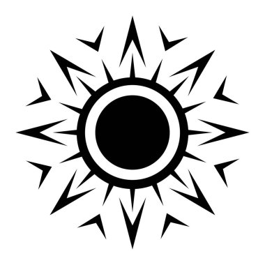 Abstract black sun or zigzag icon. Sunshine, sunlight black symbol. Vector illustration isolated on white background.