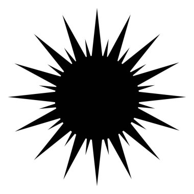 Abstract black sun or zigzag icon. Sunshine, sunlight black symbol. Vector illustration isolated on white background.