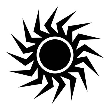 Abstract black sun or zigzag icon. Sunshine, sunlight black symbol. Vector illustration isolated on white background.