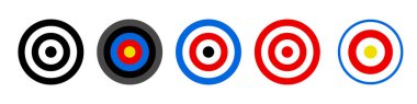 Archery, shooting target icon set. Goal sign. Target vector illustration isolated on white background.