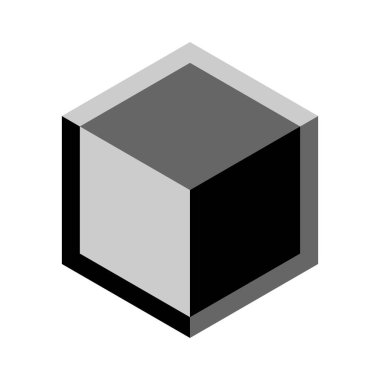 Modern abstract isometric figure. Black and gray hexagon with cube. Vector illustration isolated on white background.