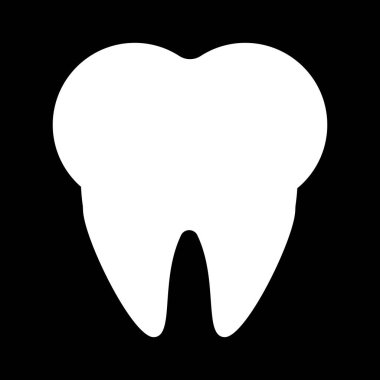 White tooth icon. Teeth dentist icon flat sign, symbol. Vector illustration isolated on black background.