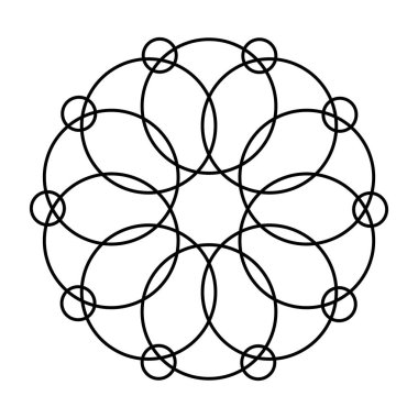 Figure from lines. Abstract flower mandala line art. Round line pattern. Vector illustration isolated on white background.