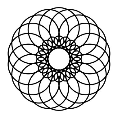 Figure from lines. Abstract flower mandala line art. Round line pattern. Vector illustration isolated on white background.