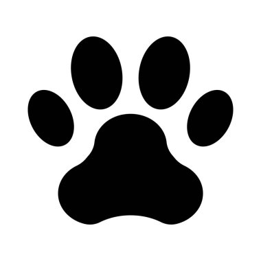 Animal footprint black icon. Paw foot trail print. Vector illustration isolated on white background.