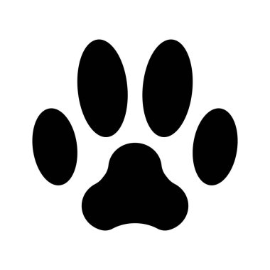 Animal footprint black icon. Paw foot trail print. Vector illustration isolated on white background.
