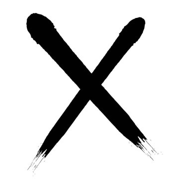Çapraz fırça darbesi. X kara leke. Çapraz işaret işareti. Vektör illüstrasyonu beyaz arkaplanda izole edildi.