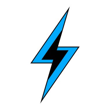 Şimşek işareti tasarımı. Soyut elektrik ikonu. Elektrik voltajı ve enerji yükü. Vektör illüstrasyonu beyaz arkaplanda izole edildi.