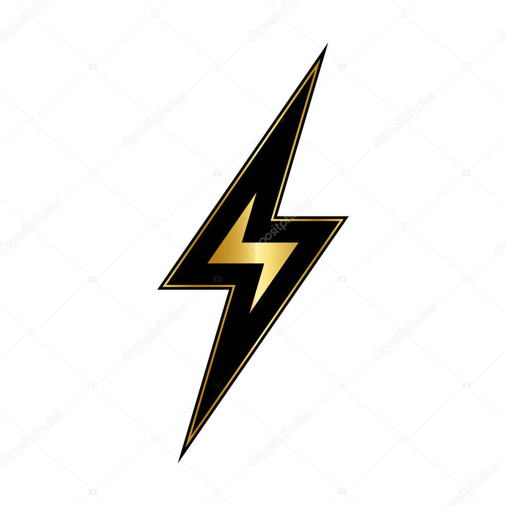 Gold lightning bolt icon. Lightning bolt sign design. Abstract ...