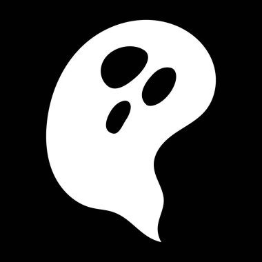 Cartoon ghost icon for Halloween celebration. Hand drawn illustration. Vector isolated on black background.
