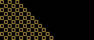 Dark black and Gold mosaic background. Golden squares pattern. Modern abstract vector texture.
