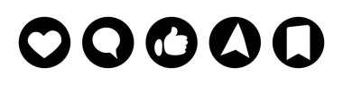 Like, comment, thumbs up, share and save. Modern icons for social media and app. Vector isolated on background.