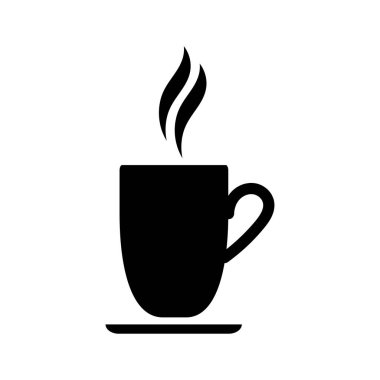 Coffee cup icon. Hot drink black pictogram. Modern vector isolated on white background.