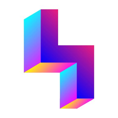 Isometric shape with color gradient icon. Modern abstract geometric icon vector isolated on white background.