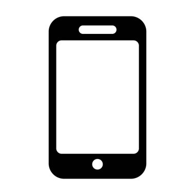 Mobile phone black icon. Flat design for applications, websites and decoration. Vector isolated on white background.
