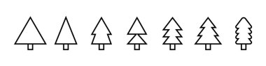 Tree line icons set. Christmas tree icons. Vector illustration isolated on white background.