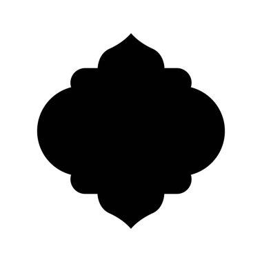 Oriental style Islamic window. Black silhouette of arch. Vector illustration isolated on white background.
