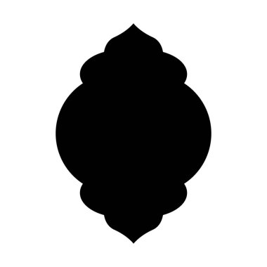 Oriental style Islamic window. Black silhouette of arch. Vector illustration isolated on white background.