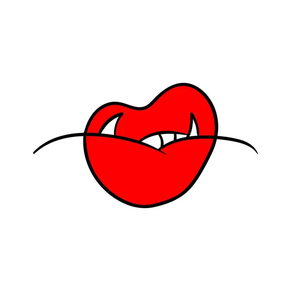 Vampire Bite Kiss Illustration Red Lips Vampire Teeth Vampire Lips — Stockový vektor