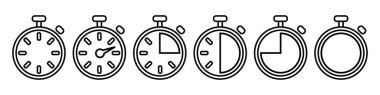 Timers line icon set. Countdown timer symbol. Timer. Stopwatch. Vector illustration isolated on white background.