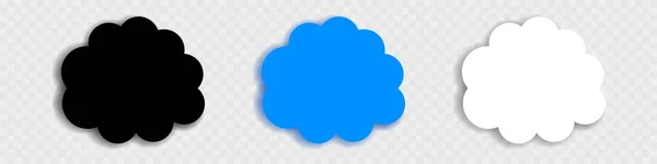 Set Von Wolkensymbolen Mit Schatten Schwarz Blau Und Weiß Vektor — Stockvektor
