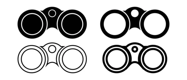Binoculars Icons Set Vector Illustration Isolated White Background — Wektor stockowy