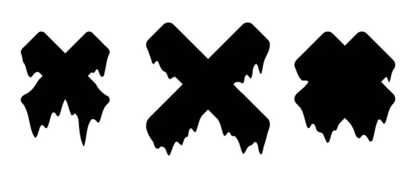 Schwarzes Kreuz Oder Form Universelle Modische Formen Stil Mit Flüssigem — Stockvektor