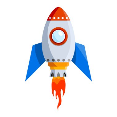 Rocket flat icon. Spaceship illustration for design. Vector isolated on white background. clipart