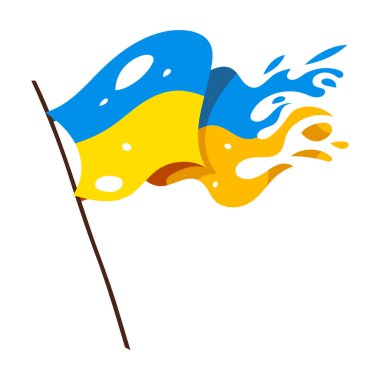 Ukrayna bayrağı yırtılmış. Beyaz arkaplanda izole edilmiş vektör.