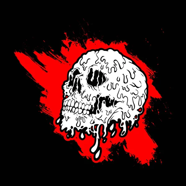 Gruselige Schleimschädelillustration Tropfender Totenkopf Gotischen Design Shirt Print Für Horror — Stockvektor
