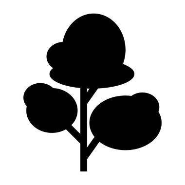 Ağaç yassı ikon. Kara ağaç silueti. Vektör illüstrasyonu beyaz arkaplanda izole edildi.