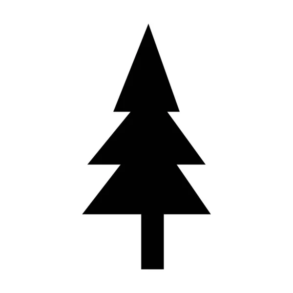 Baumflaches Symbol Tannenbaum Schwarzes Symbol Vektor Illustration Isoliert Auf Weißem — Stockvektor