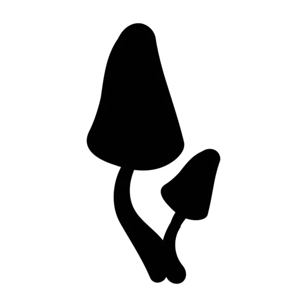 Mushroom Icon Poisonous Edible Mushroom Black Silhouette Vector Isolated Background — Stock Vector