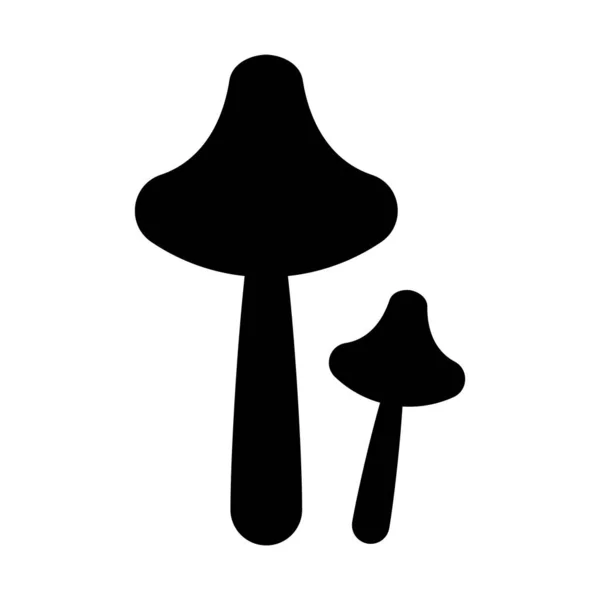 Mushroom Icon Poisonous Edible Mushroom Black Silhouette Vector Isolated Background — Stock Vector