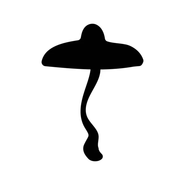 Icône Champignon Silhouette Noire Champignon Toxique Comestible Vecteur Isolé Sur — Image vectorielle