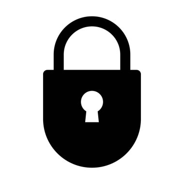 Düz simgeyi kilitle. Kapalı asma kilit vektörü