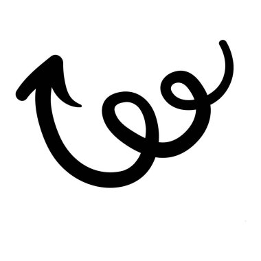 Ok izi simgesi. El çizimi ok çizimi. Beyaz arkaplanda izole edilmiş vektör.