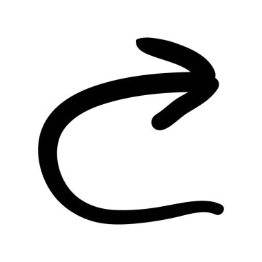 Ok izi simgesi. El çizimi ok çizimi. Beyaz arkaplanda izole edilmiş vektör.