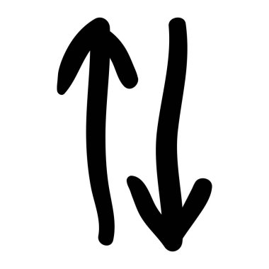 Ok izi simgesi. El çizimi ok çizimi. Beyaz arkaplanda izole edilmiş vektör.