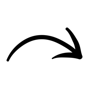 Ok izi simgesi. El çizimi ok çizimi. Beyaz arkaplanda izole edilmiş vektör.