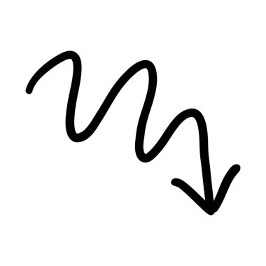 Ok izi simgesi. El çizimi ok çizimi. Beyaz arkaplanda izole edilmiş vektör.