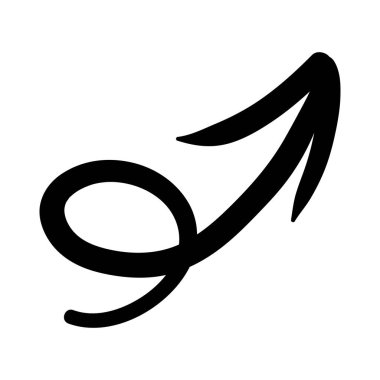 Ok izi simgesi. El çizimi ok çizimi. Beyaz arkaplanda izole edilmiş vektör.