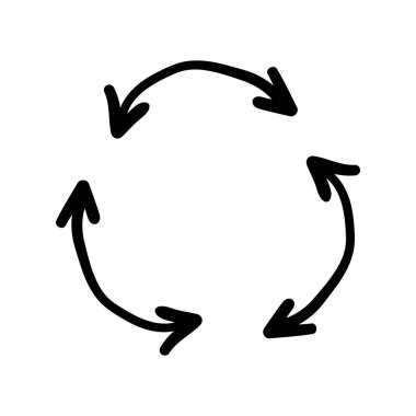 Ok izi simgesi. El çizimi ok çizimi. Beyaz arkaplanda izole edilmiş vektör.