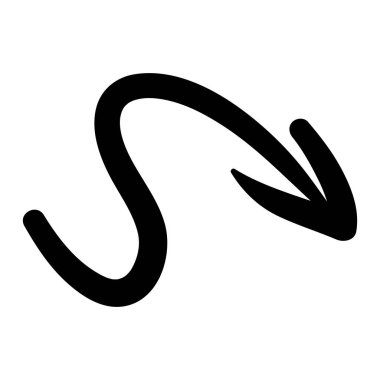 Ok izi simgesi. El çizimi ok çizimi. Beyaz arkaplanda izole edilmiş vektör.